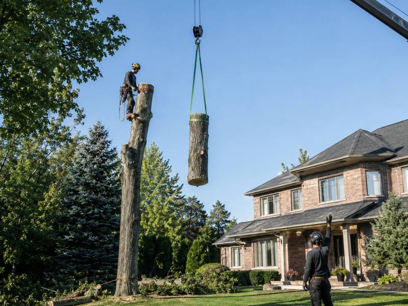 Erin Mills Tree Service crew standing beside their work truck